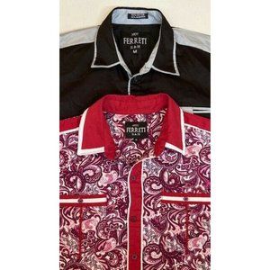 2 Mens Ferreti Western Style Shirts Size M Button